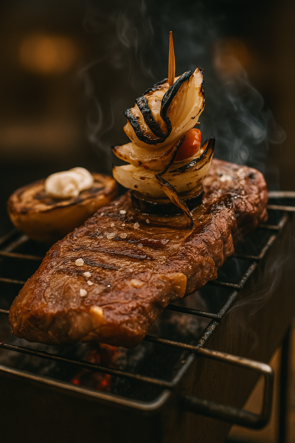 Brasero con Chuletón, Patatas asadas y Alioli para disfrutar
